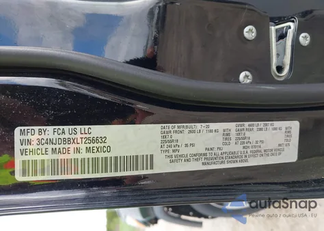 2020 Jeep Compass Latitude 4X4 from USA, damaged, VIN 3C4NJDBBXLT256632